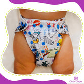Reusable Baby Cloth Diaper with Adjustable Snap Buttons and Inserts (Set of 3)
